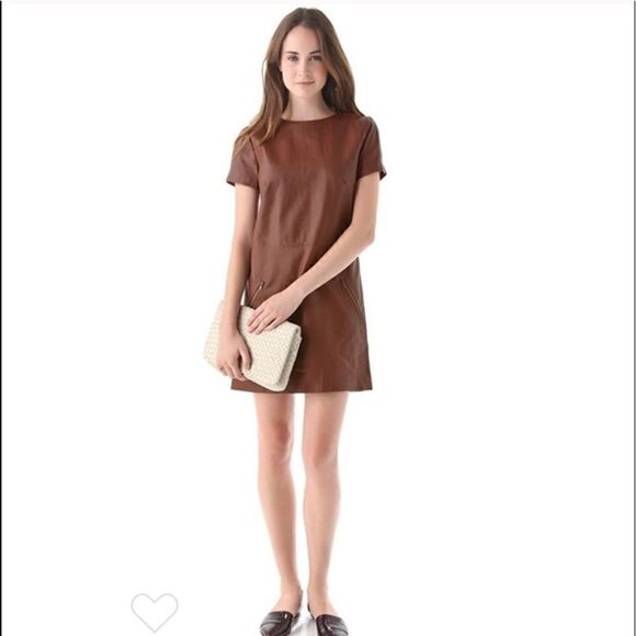 Jenni Kayne Lamb Skin Leather Zip Shift Dress XS - Picture 1 of 4